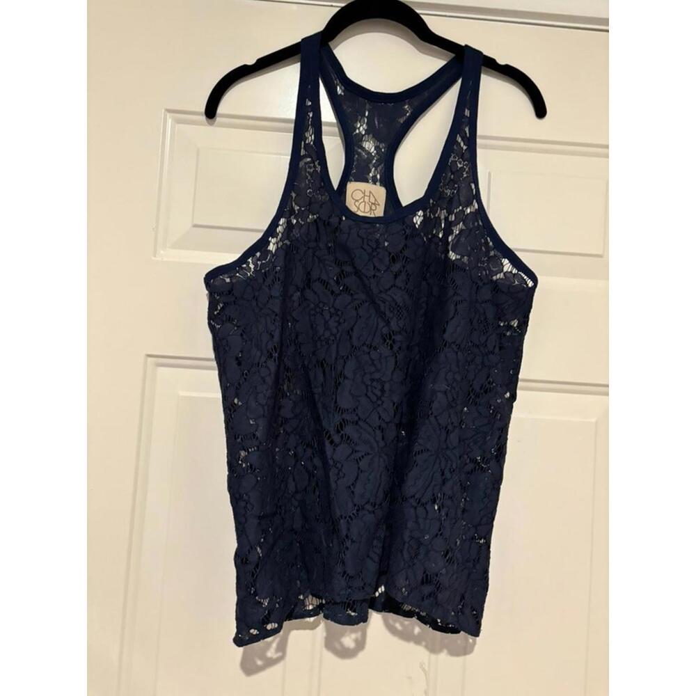 Womens Chaser‎ navy lace racerback tank sz. M #377